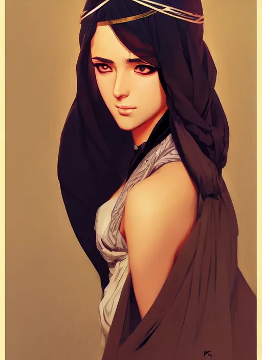 Prompt: a comic portrait of an arab goddess, fine - face, realistic shaded perfect face, fine details. night setting. very anime style. realistic shaded lighting poster by ilya kuvshinov katsuhiro, magali villeneuve, artgerm, jeremy lipkin and michael garmash, rob rey and kentaro miura style, trending on art station