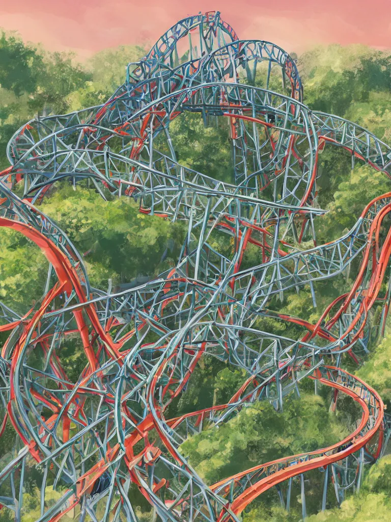 Image similar to roller coaster by disney concept artists, blunt borders, rule of thirds