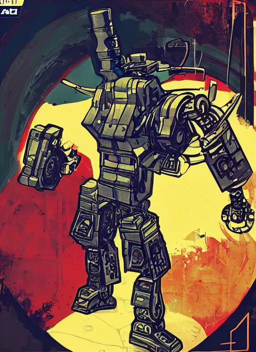 Prompt: buff cyberpunk weight lifter. robotic arm. portrait illustration, pop art, splash painting, art by ashley wood, alphonse mucha, laurie greasley and josan gonzales ( apex legends )