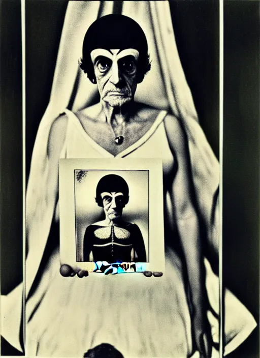 Image similar to the emperor tarot card, diane arbus portrait photography