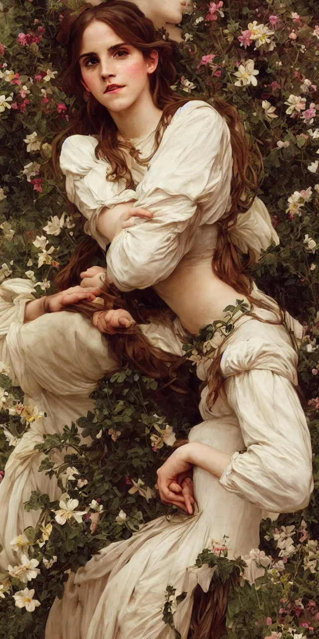 Image similar to emma watson southern belle style artgerm greg rutkowski alphonse mucha william adolphe bouguereau canon fujifilm sony alpha nikon adam arkapaw david bailey