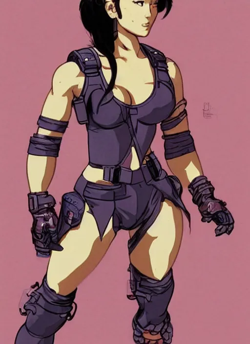 Prompt: chun li. cyberpunk mercenary in tactical harness and jumpsuit. spin kick. portrait by stonehouse and mœbius and will eisner and gil elvgren and pixar. realistic proportions. dystopian. cyberpunk 2 0 7 7, apex, blade runner 2 0 4 9 concept art. cel shading. attractive face. thick lines.