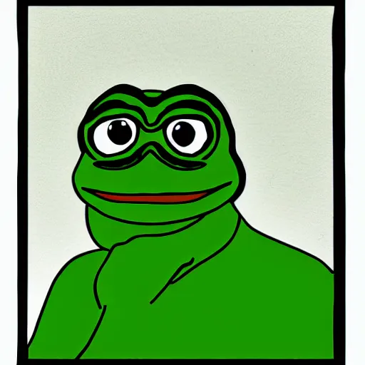 Prompt: portrait of pepe the frog by patrick nagel.