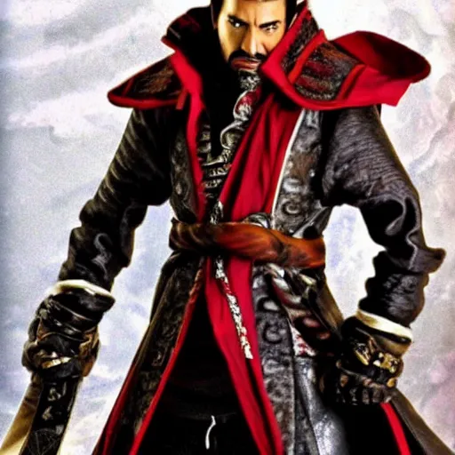 Image similar to Auron from Final Fantasy X played by Robert Downy Jr