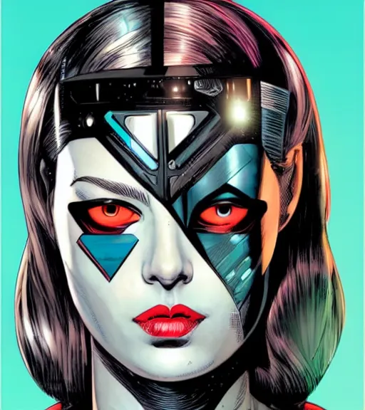 Image similar to portrait of a female android, by DC comics and Sandra Chevrier