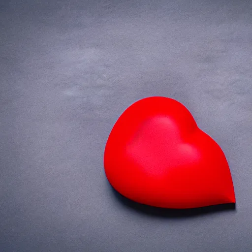 Image similar to 3d render of a badly formed red putty heart shape in the middle of a gray sheet of paper