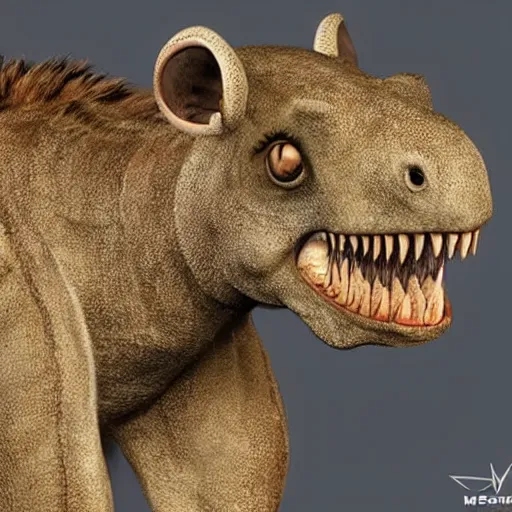 Image similar to stegoceras, mouse face teeth ears, photo realistic, epic pose