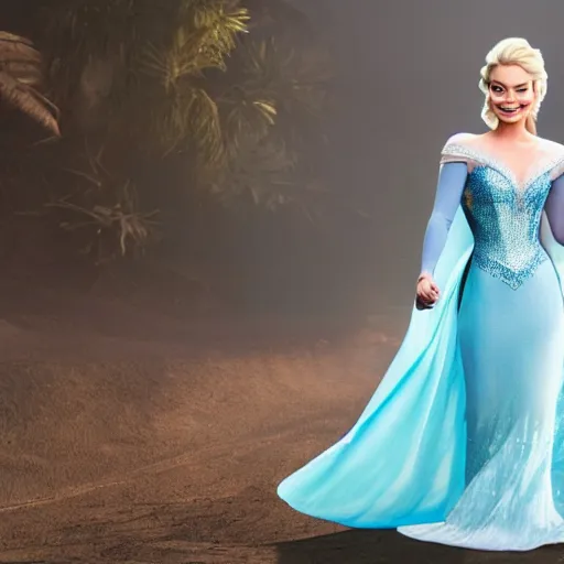 Image similar to margot robbie as elsa from frozen