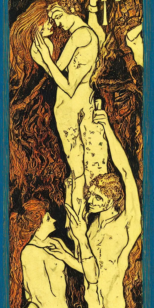 Image similar to the lovers tarot card by austin osman spare