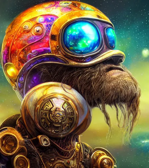 Prompt: portrait of a fantasycore glitchcore sloth in a helmet. intricate abstract. intricate artwork. celestial. prismatic, by josephine wall, pixar, ghibli. octane render, CGSociety very coherent symmetrical artwork. cinematic, hyper realism, high detail, octane render, 8k, holographic accents