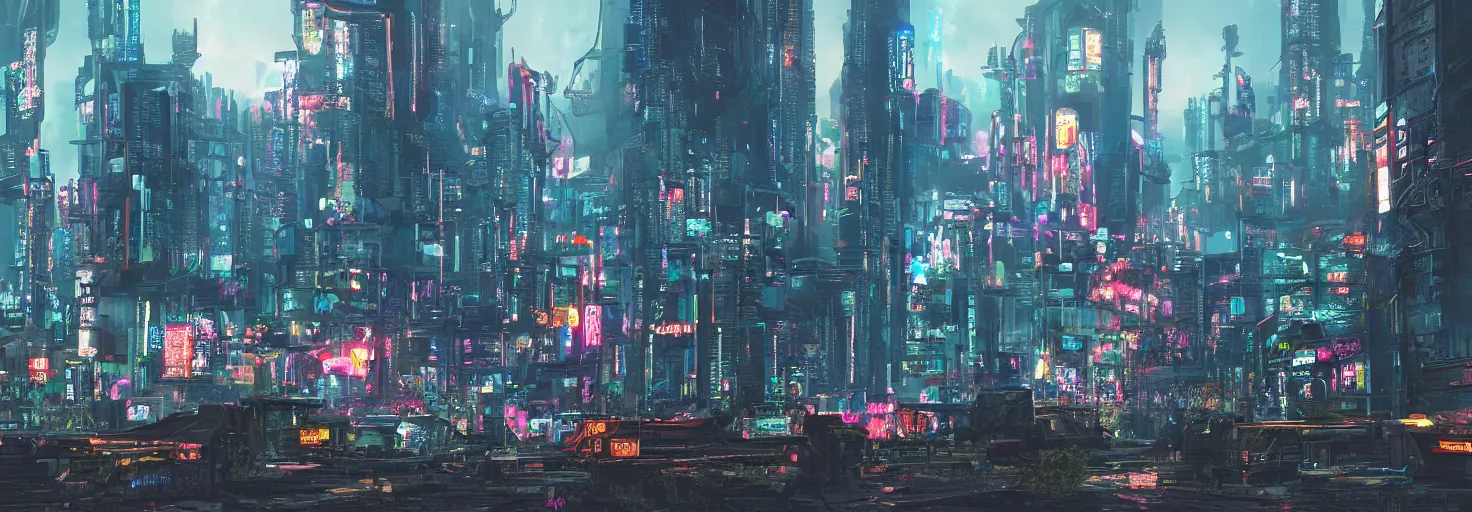 Image similar to photo of a cyberpunk landscape with many big chungus