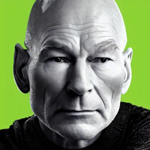 Image similar to a portrait of an avocado in the role of patrick stewart in the role of jean - luc picard