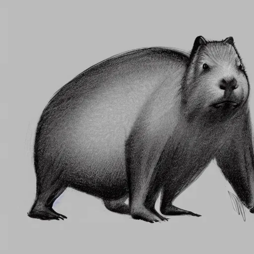 Prompt: a courtroom sketch of a capybara on trial, stylized, trending on artstation, 4k