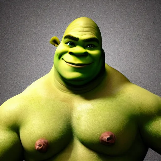 Image similar to ripped shrek posing for the camera, 8 k