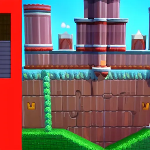 Prompt: a full 3 d remake of a level from super mario bros made in unreal engine 5