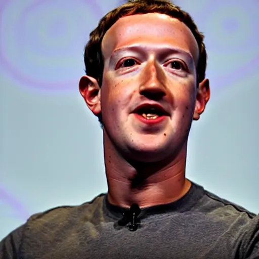 Image similar to photo of Mark Zuckerberg with an extremely stretched face