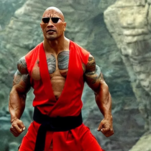 Image similar to Dwayne Johnson as Kung Fu master