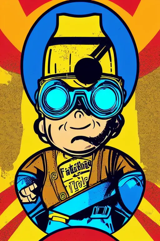 Image similar to fallout 7 6 retro futurist illustration art by butcher billy, sticker, colorful, illustration, highly detailed, simple, smooth and clean vector curves, no jagged lines, vector art, smooth andy warhol style