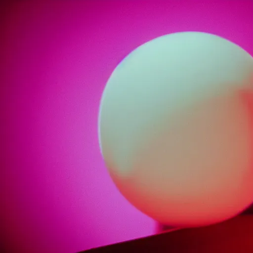 Prompt: photo of fuzzy pink ball, dramatic lighting