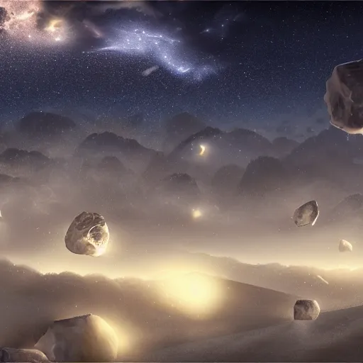 Image similar to Night sky with many meteorites, concept art, 4k, highly detailed, by Oksana Dobrovolska