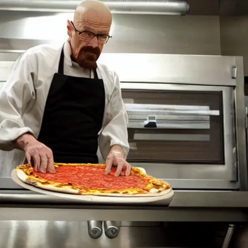 Prompt: walter white making pizza