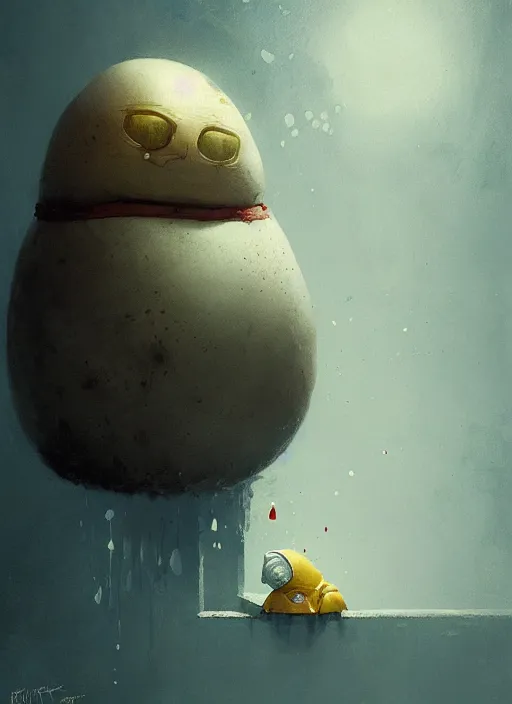 Prompt: portrait of little nightmares humpty dumpty by greg rutkowski