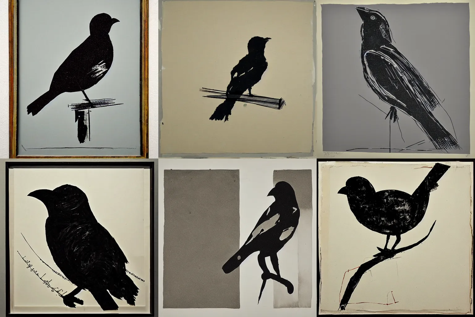 Prompt: artwork of a bird in the style of william kentridge,