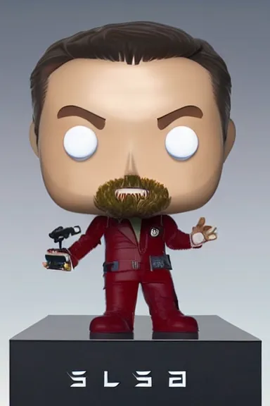 Prompt: “ very very highly detailed photorealistic elon musk funko pop with toy tesla, studio lighting and shading, 8 k, award - winning crisp details ”