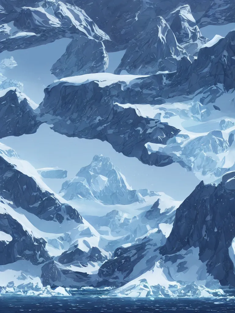 Image similar to antarctica by disney concept artists, blunt borders, rule of thirds