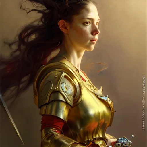 Prompt: highly detailed portrait of a d & d female protagonist. art by donato giancola, eugene delacroix, ruan jia, carl larsson, peter mohrbacher. trending on artstation, intricate details, energetic composition, golden ratio, concept art, illustration, elegant art, global illumination