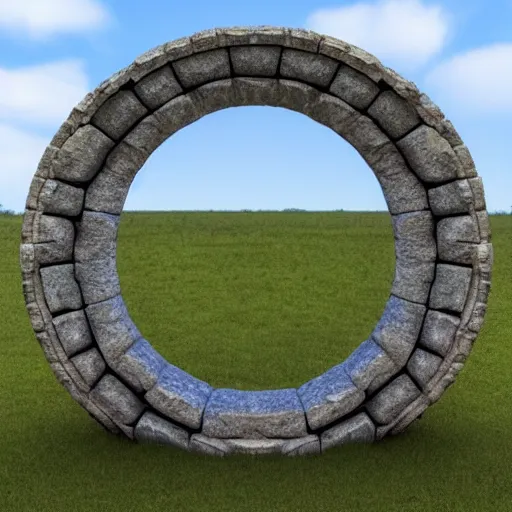 Prompt: 4k HDR circular stone portal | opens to space surrounded by realistic flowers