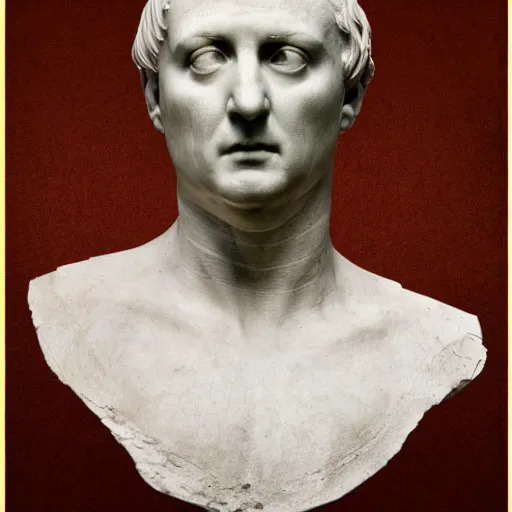 Image similar to julius cesar's bust brought to life made of human body parts