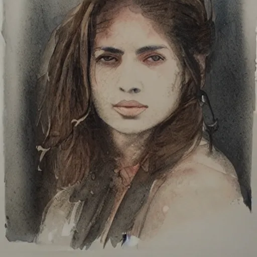 Image similar to rene almanza portraits of women, highly detailed watercolour sketch