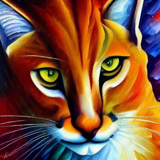 Image similar to oil painting of a caracal by leonid afremov