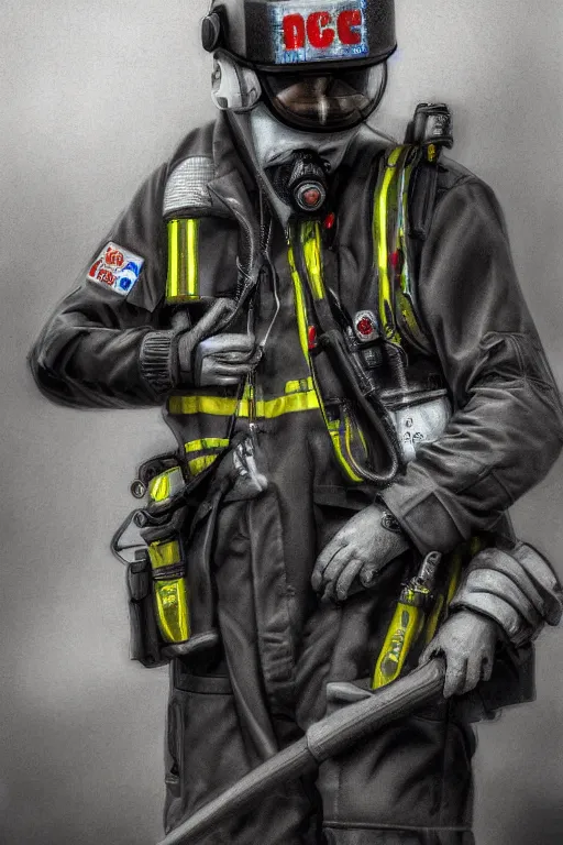 Image similar to paramedic, standing by ambulance, highly detailed, digital art, sharp focus, trending on art station