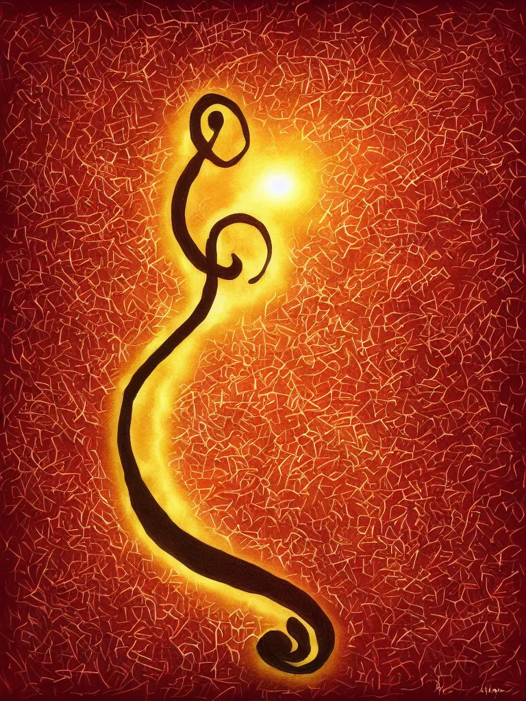 Prompt: a digital painting of an acorn that turns into a tree in the shape of a treble clef with some light effects, dynamic and energetic