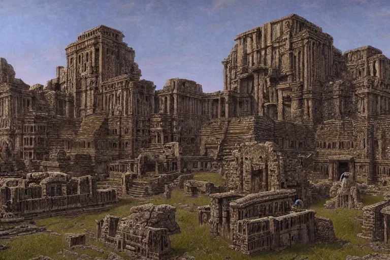 intricate, 3 d, ancient city ruins, style by caspar | Stable