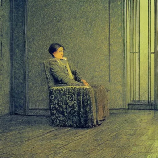 Prompt: A character by John Atkinson Grimshaw