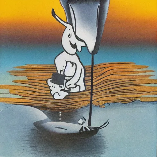 Image similar to moomintroll, dali painting, high quality, 4 k