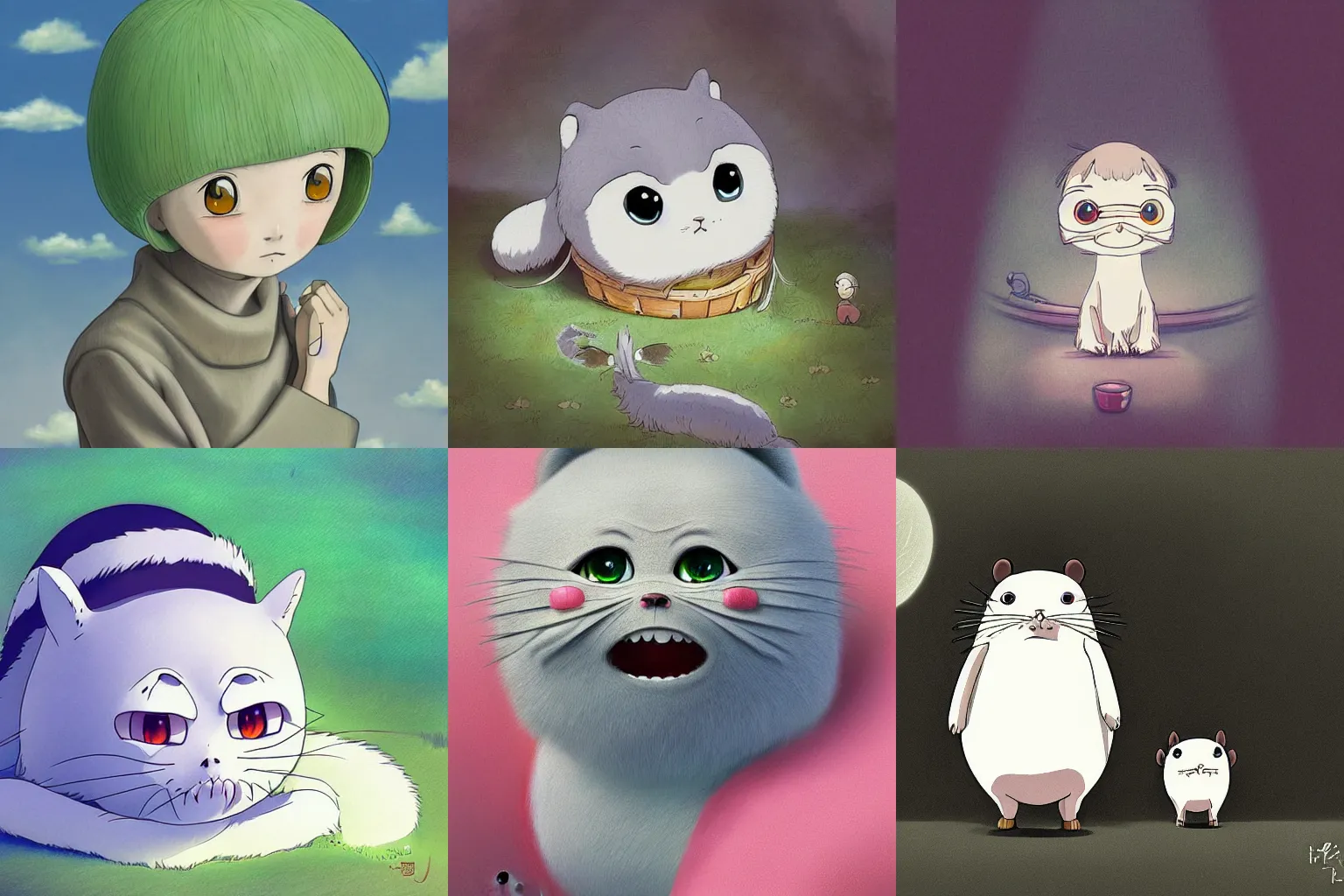 Prompt: The cutest creature of the world, digital painting, highly detailed, medium shot. By Hayao Miyazaki, chihiro, Ghibli