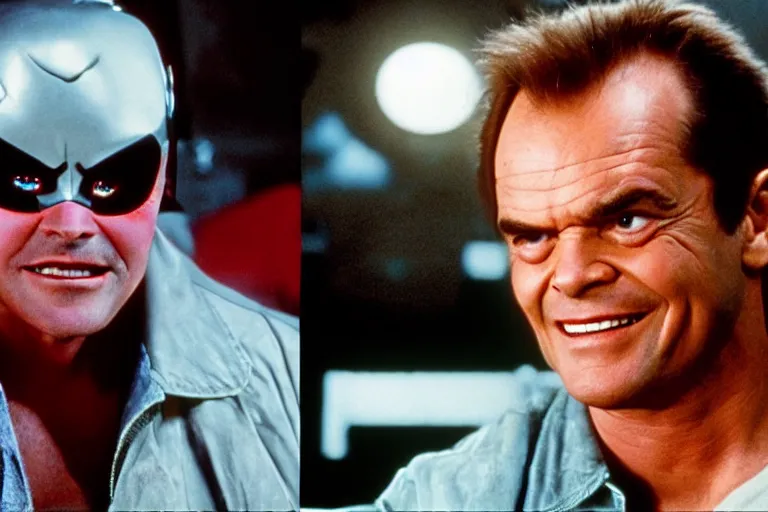 Image similar to Jack Nicholson plays Pikachu Terminator, Terminator's endoskeleton gets exposed and his eye glows red