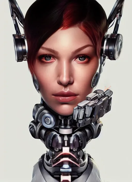 Prompt: portrait of a cyborg woman who turns her head to the ((((((right))))) left+3500 (((((up))))) (((((down))))) by Artgerm,eyes closed , biomechanical, hyper detailled, trending on artstation