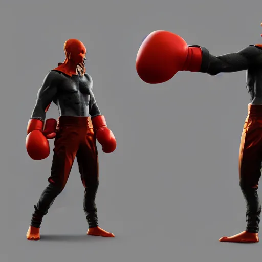 Image similar to demon hero, made by Tomohiro Shimoguchi,colored ,boxing gloves,worn pants ,ArtStation, CGSociety