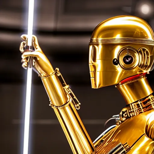 Prompt: a female C-3PO-n 9