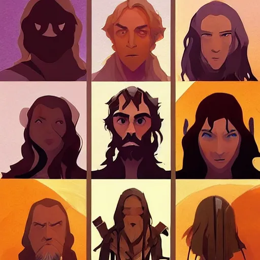 Image similar to face icon stylized minimalist the lord of the rings : the fellowship of the ring 2 0 0 1, loftis, cory behance hd by jesper ejsing, by rhads, makoto shinkai and lois van baarle, ilya kuvshinov, rossdraws global illumination