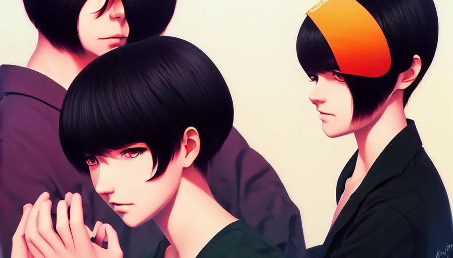 Image similar to the two complementary forces that make up all aspects and phenomena of life, by ilya kuvshinov