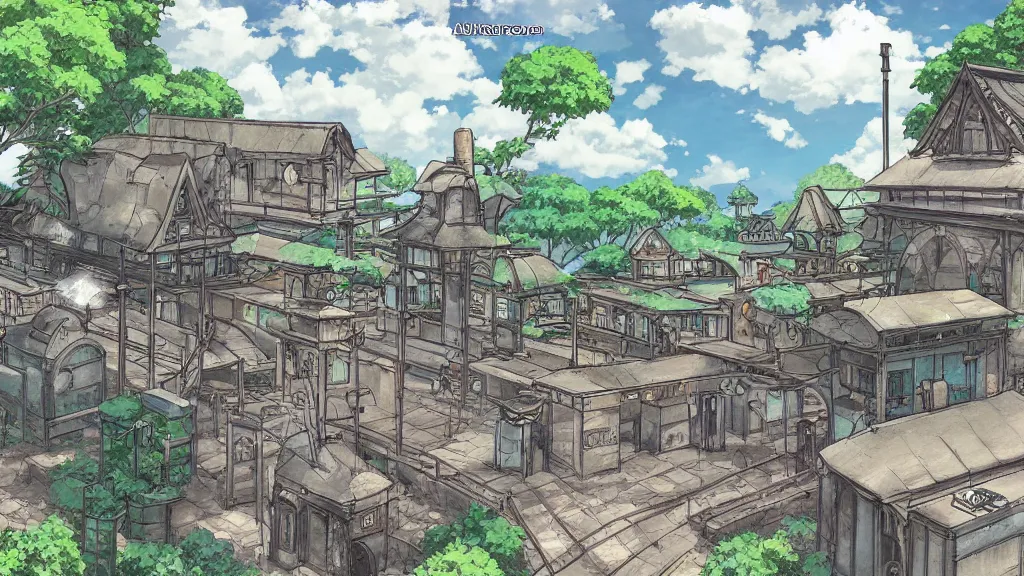 Image similar to lost train station, anime style, studio ghibli