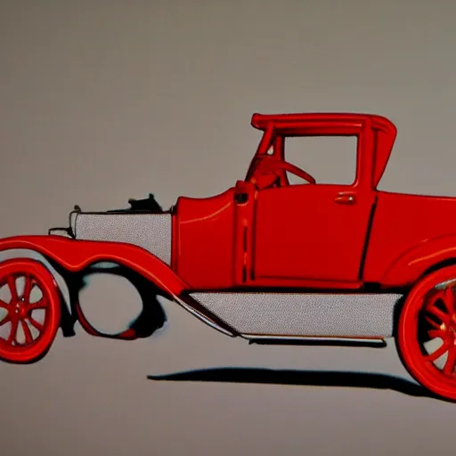 Prompt: Archie Andrews driving a red Ford Model T, realistic photo, highly detailed