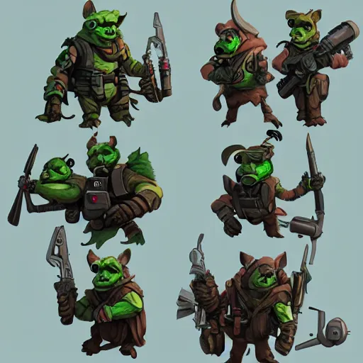 Prompt: goblin recon squad, trending on artstation, small cute characters, beautiful detailed, digital painting