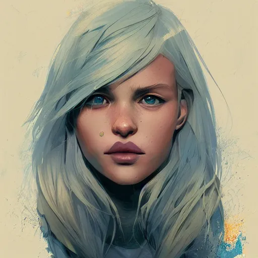 Image similar to Beautiful girl with a blond hair and blue eyes profile picture by Greg Rutkowski, asymmetrical, Organic Painting , Matte Painting, geometric shapes, hard edges, street art, trending on the artstation, realistic:2 by Sachin Teng:4, blur: -4